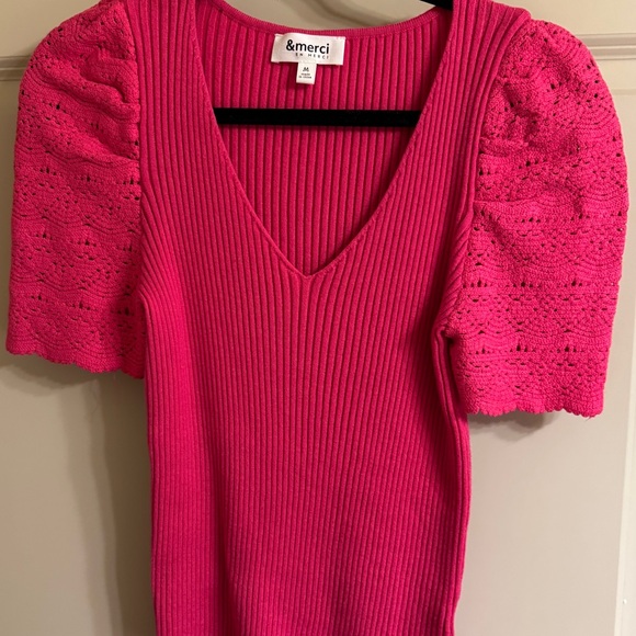 &Merci Fuchsia Puff Sleeve Top - Picture 1 of 4